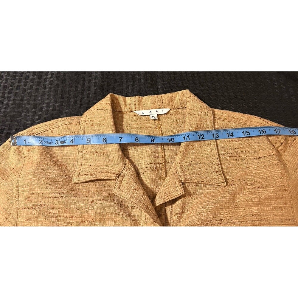 CAbi Beige Textured Tweed Button Front Utility Jacket - Women's Size 12 - Picture 6 of 6